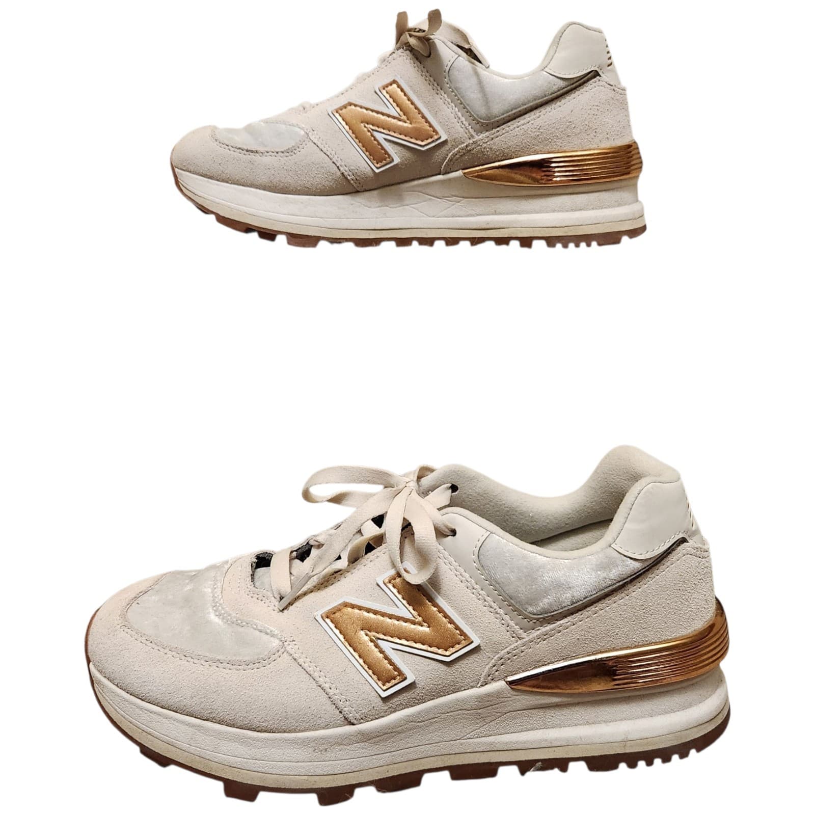 New Balance WL574COS 574 Gold Women's Sneakers US 9.5 Suede Mesh Retro