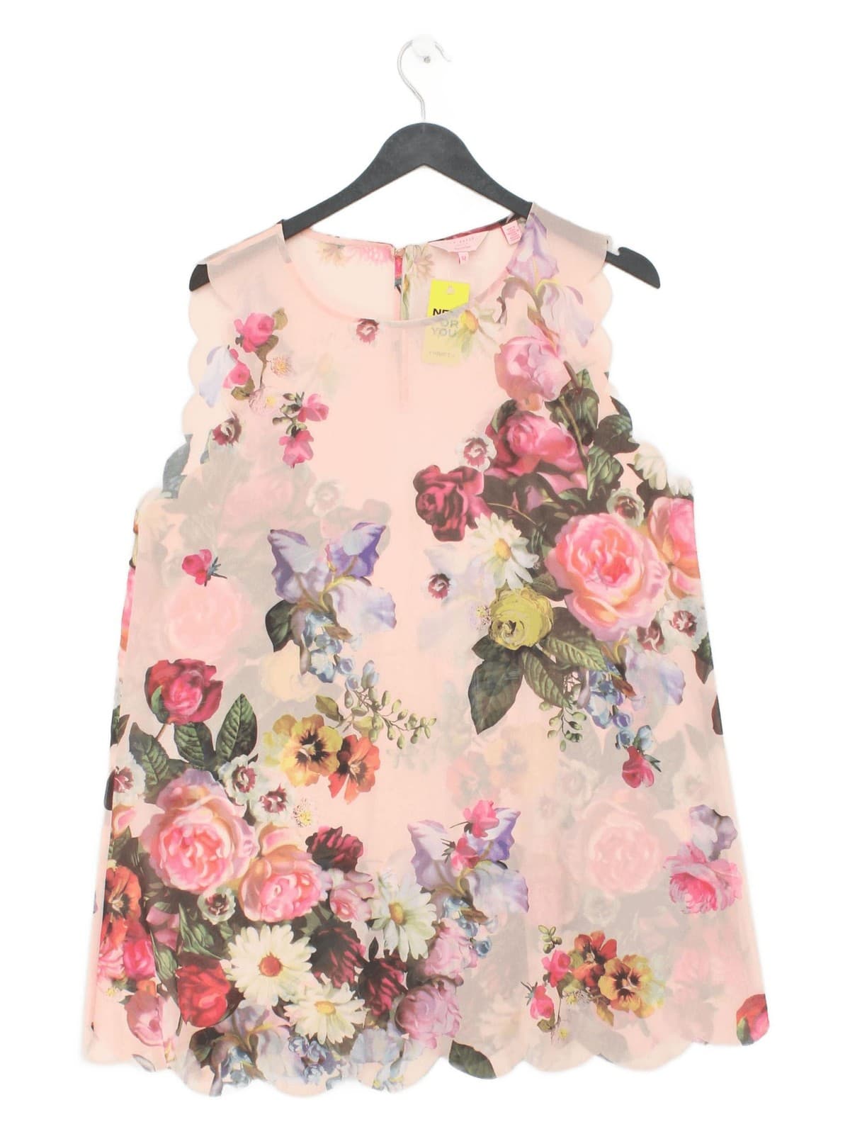 Ted Baker Women's Top M Pink Floral 100% Other Sleeveless Round Neck Basic